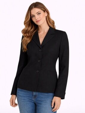 Pendleton Black Wool Blazer Jacket Button Front Classic Size M
